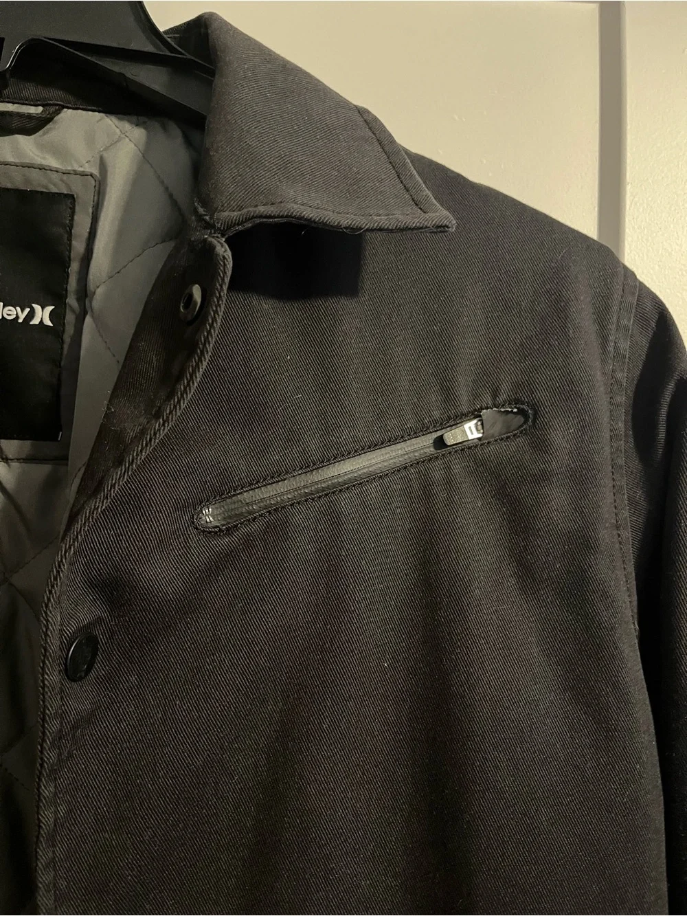 Hurley MVP Twill Black Quilted-Lined Jacket, Waterproof